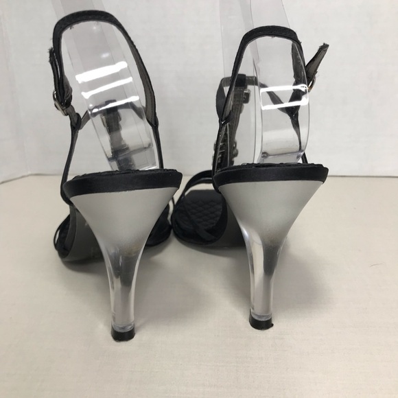 Vince Camuto Black Strappy Heel - Embellished with clear heel - Size 8 - Picture 9 of 12